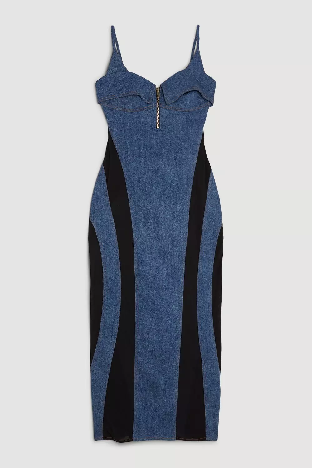 【Karen Millen】テーラード ストレート レッグ パンツ Tailored Chambray Denim Straight Leg Pleated Pants | Karen