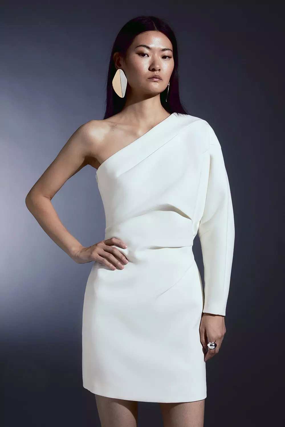 One shoulder mini dress white sale