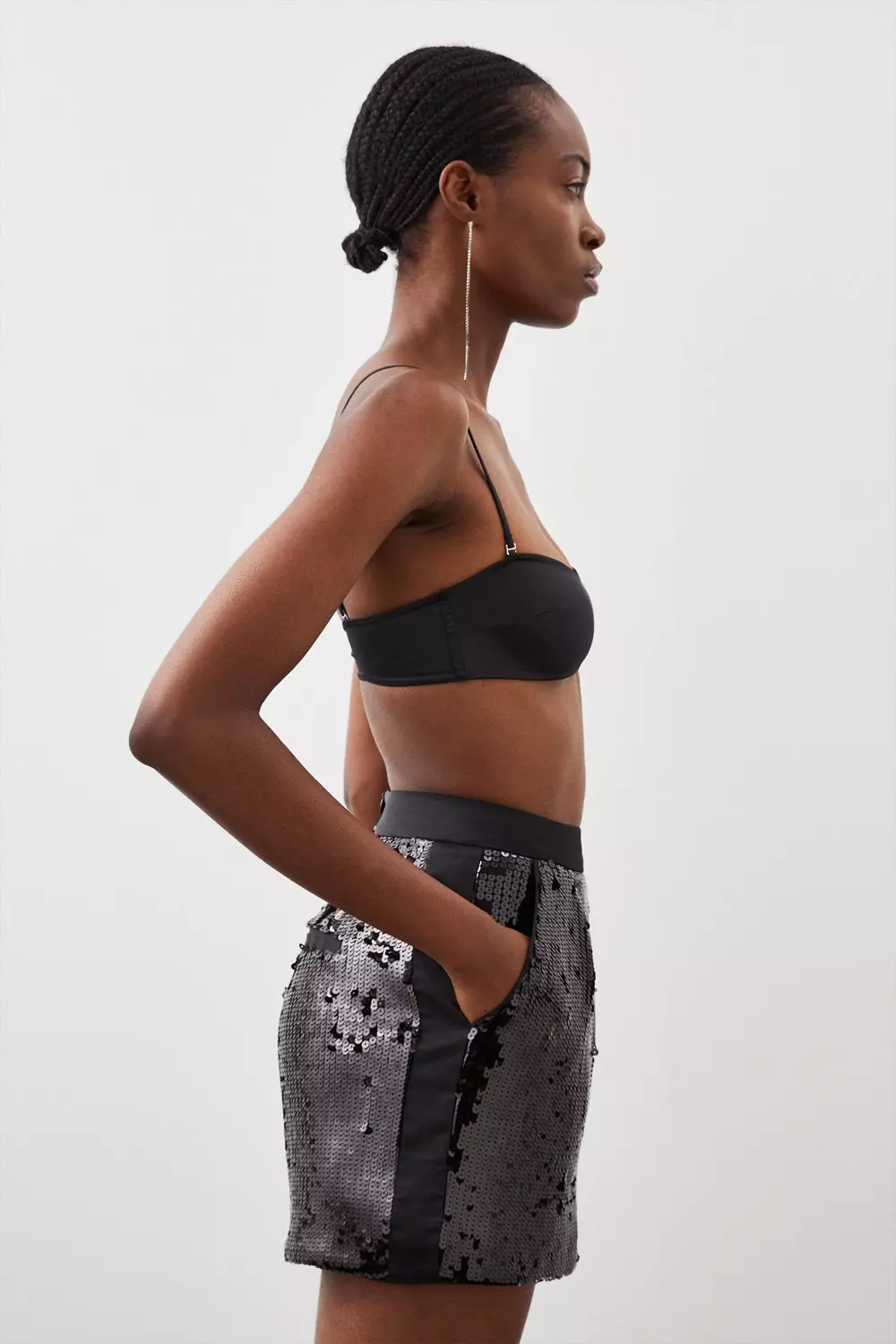 Sequin High Waisted Woven Shorts | Karen Millen