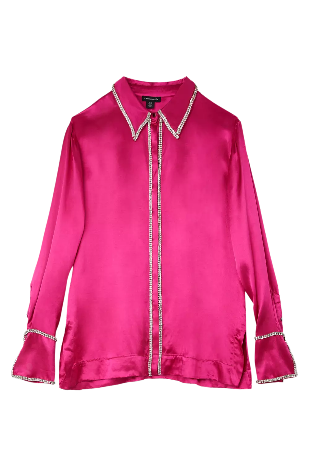 Diamante Trim Viscose Woven Satin Shirt | Karen Millen
