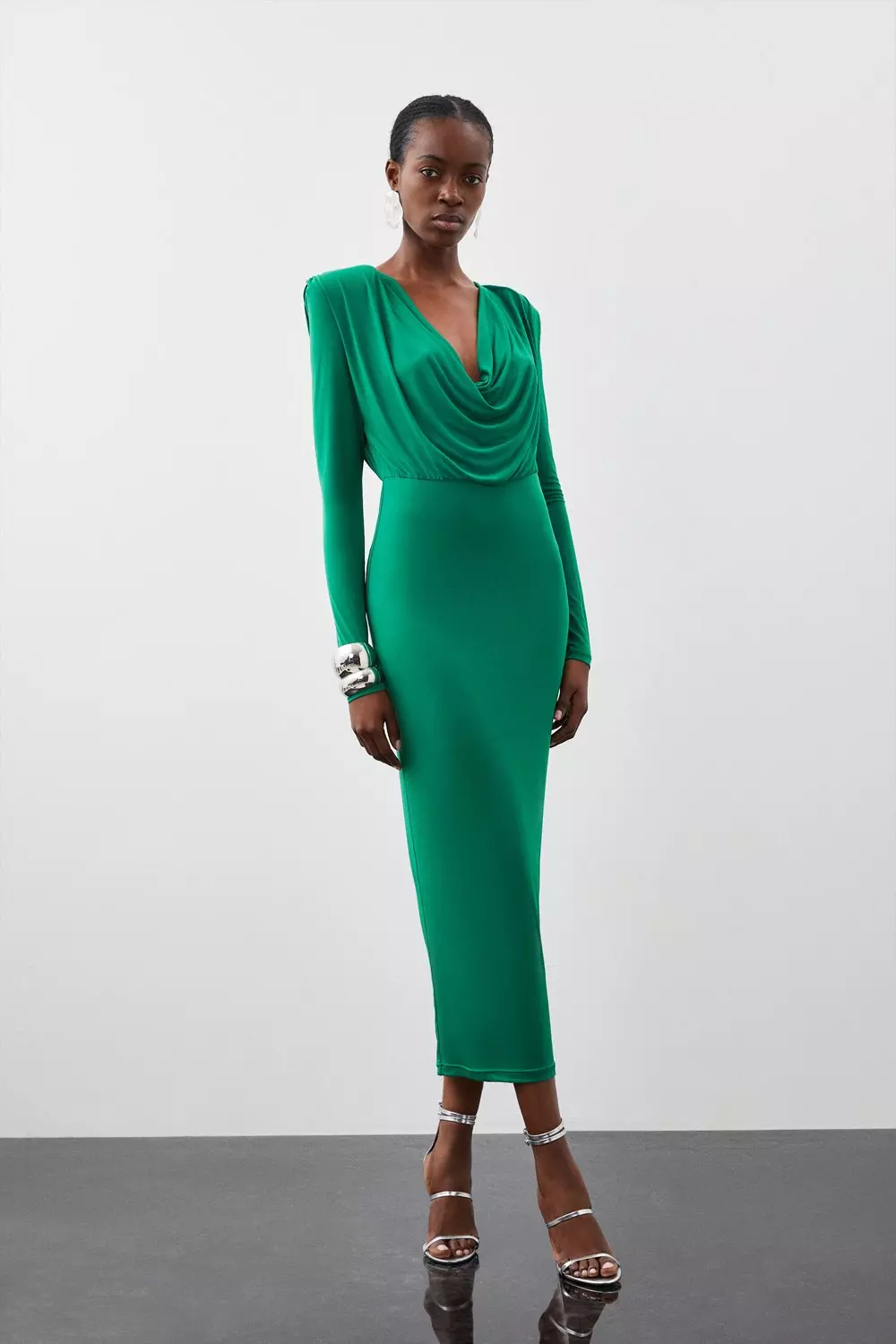 Jersey Crepe Midaxi Cowl Neck Dress Karen Millen