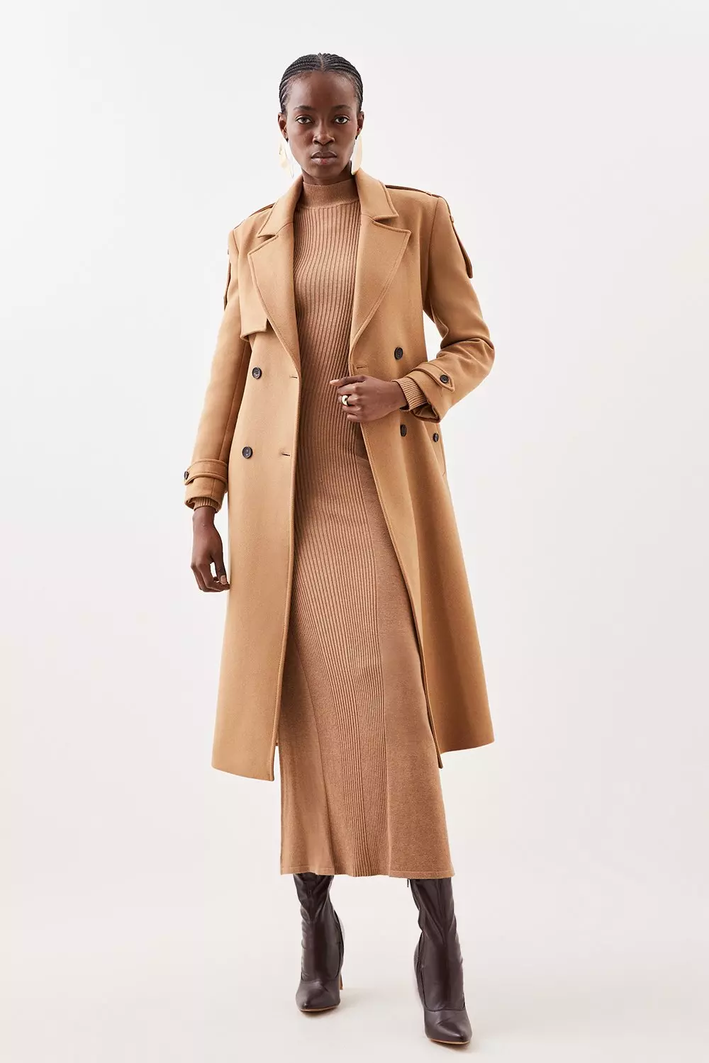 Karen millen belted trench coat camel sales