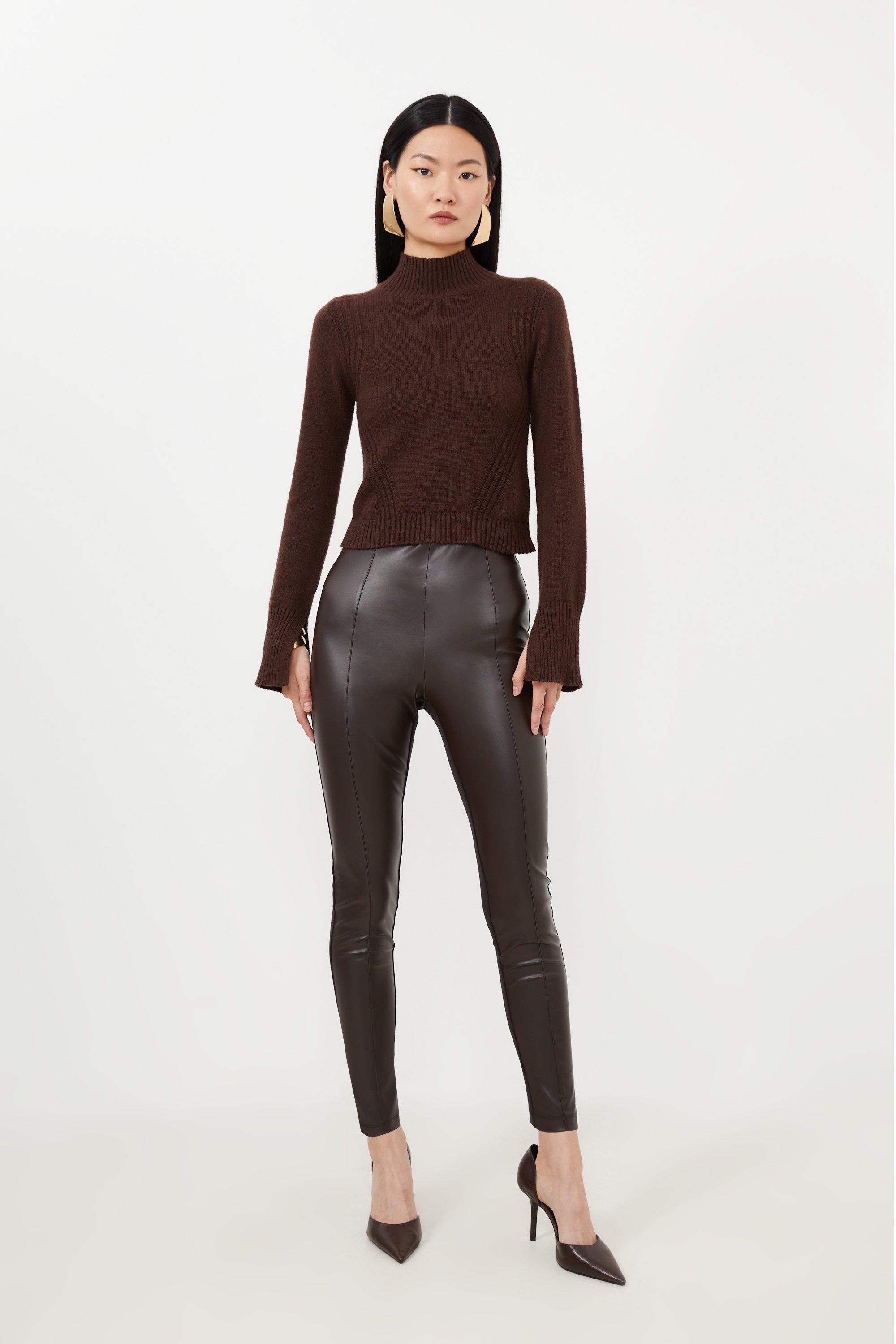 Petite leather look pants best sale