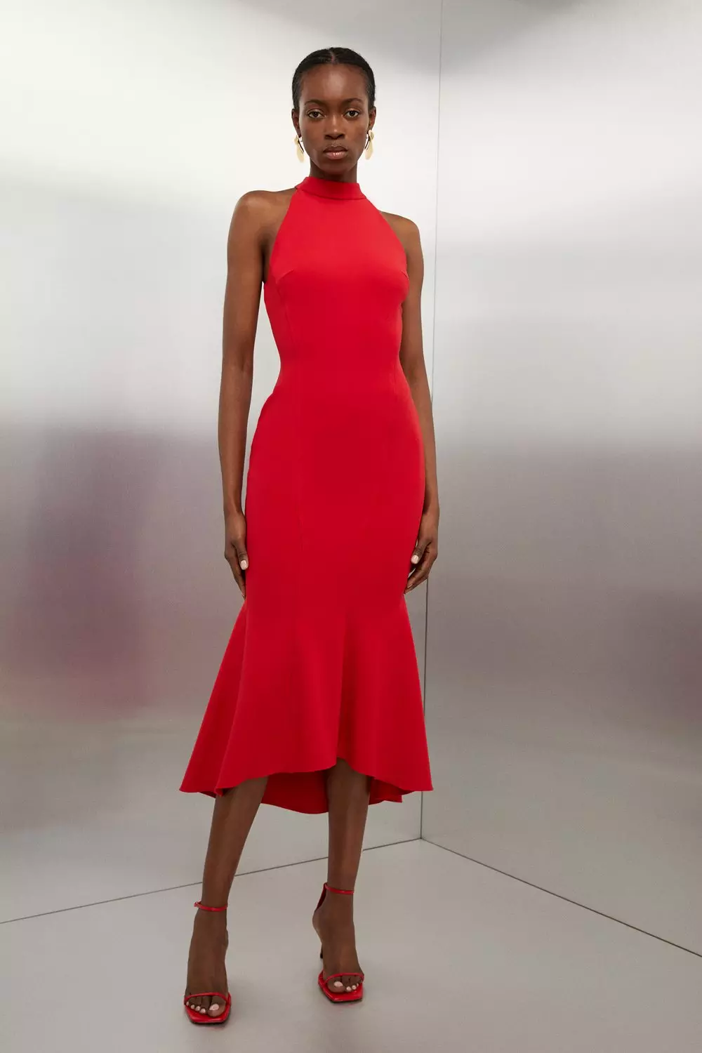 Karen millen red midi dress hotsell