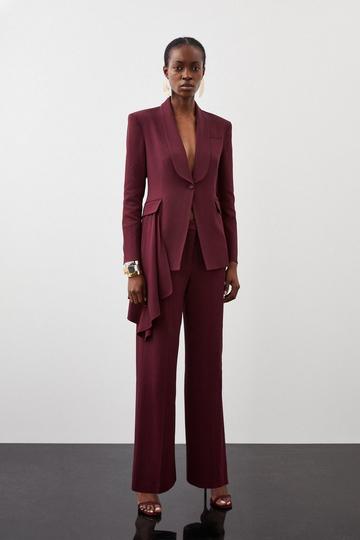 Polished Viscose Wide Leg Dress Pants wine