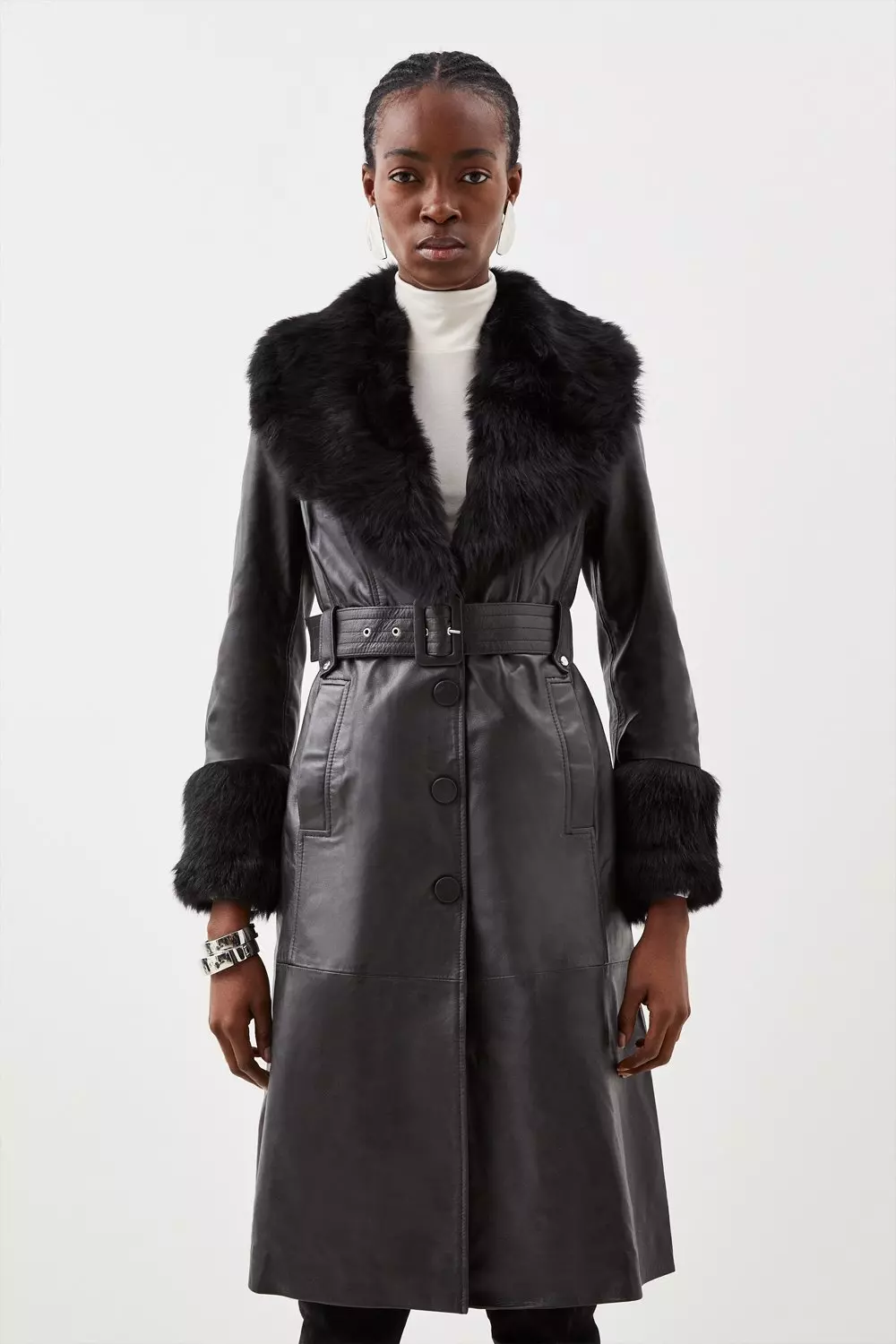 Black coat fur collar and cuffs hotsell