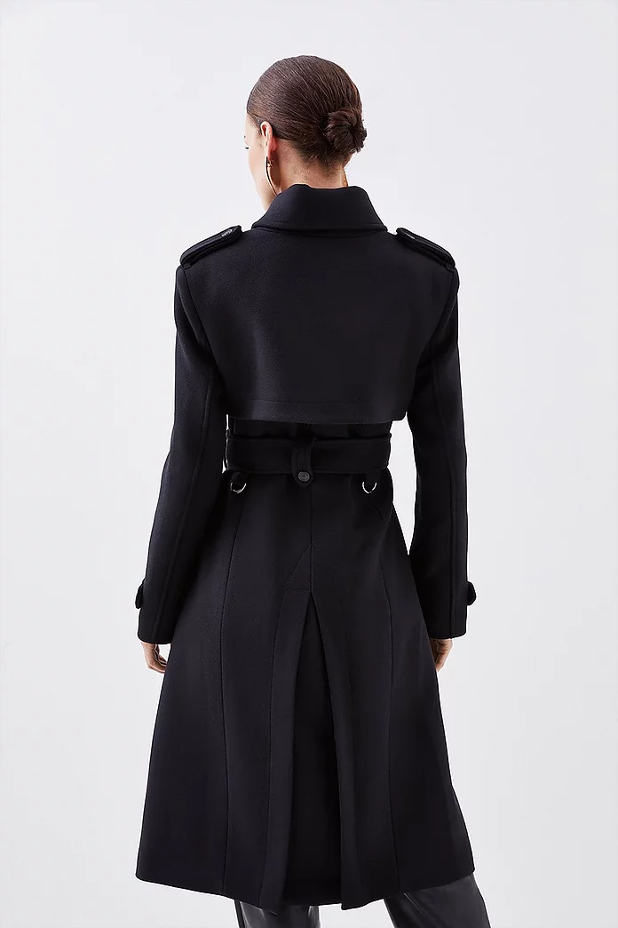 Petite Tailored Wool Blend Storm Flap Detail Belted Trench Petite Tailored Wool Blend Storm Flap Detail Belted Trench