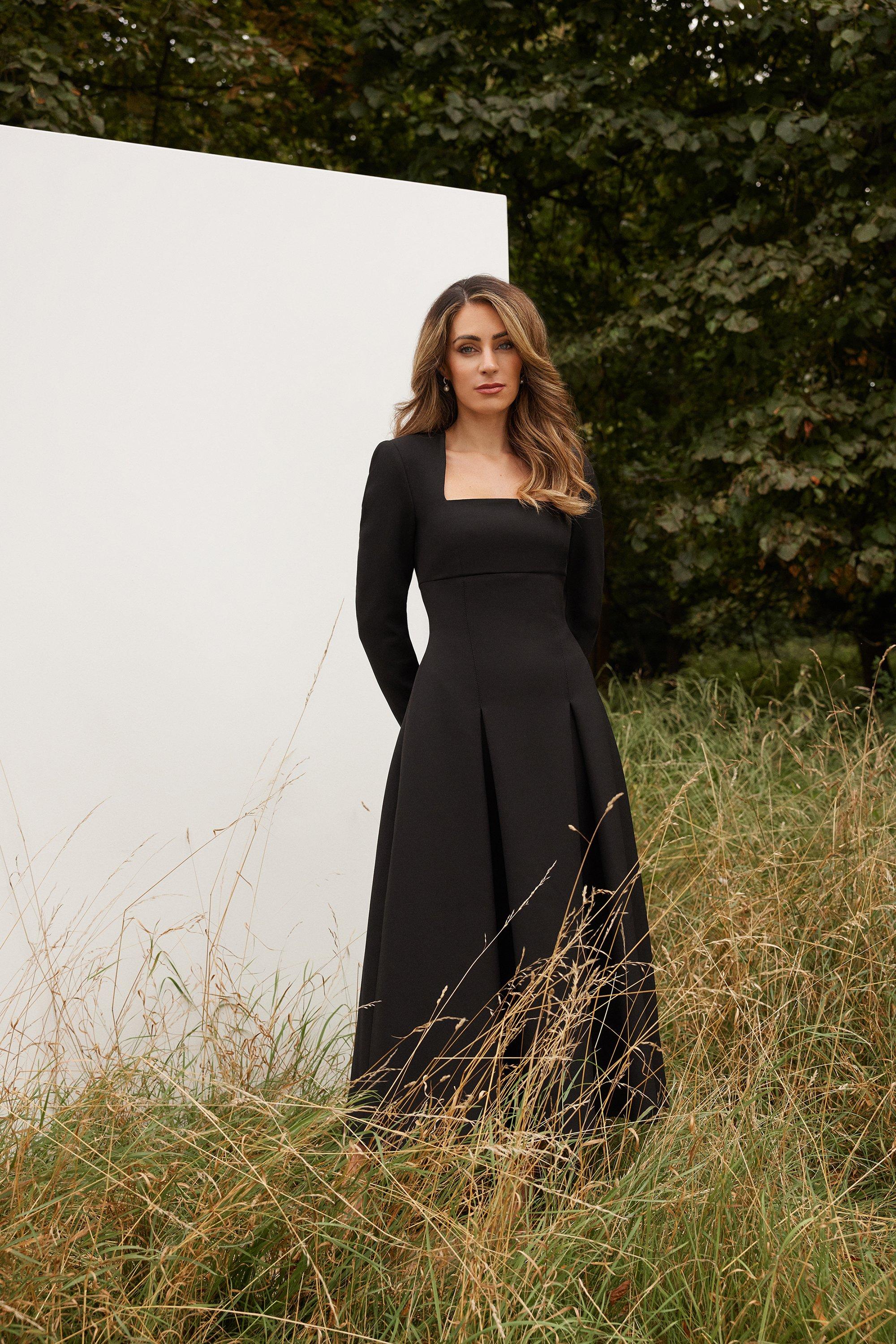 Formal long sleeve midi dress deals