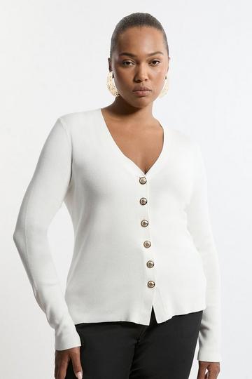 Viscose Blend Knit Cardigan cream