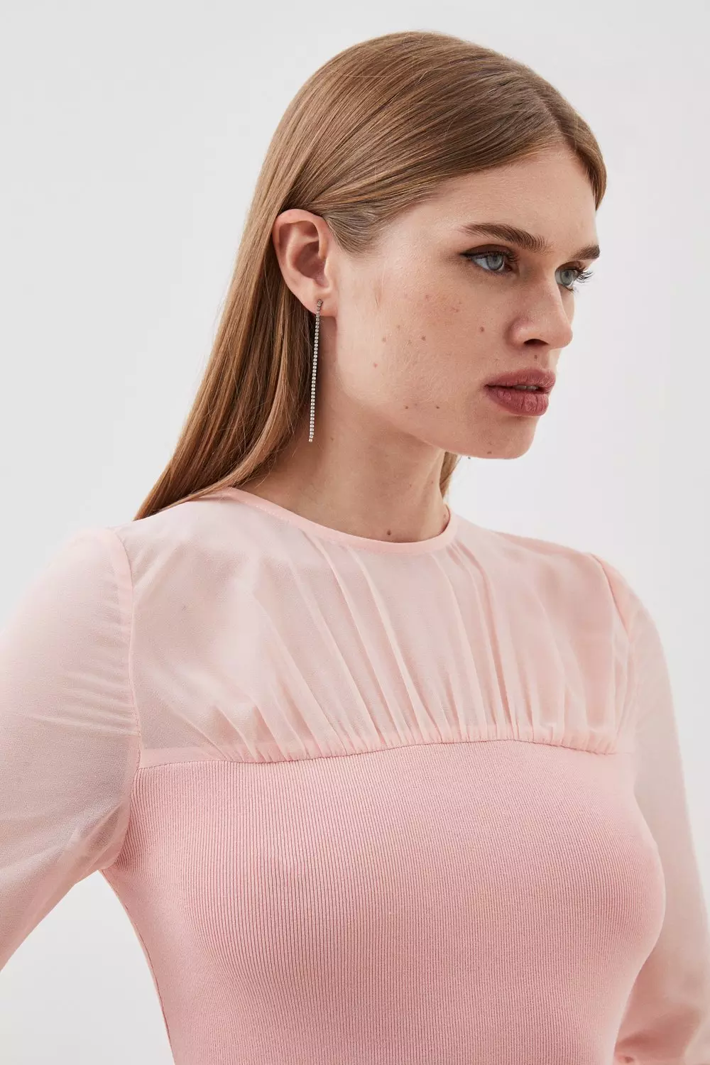 Figure Form Woven Bandage Knit Mix Dress | Karen Millen