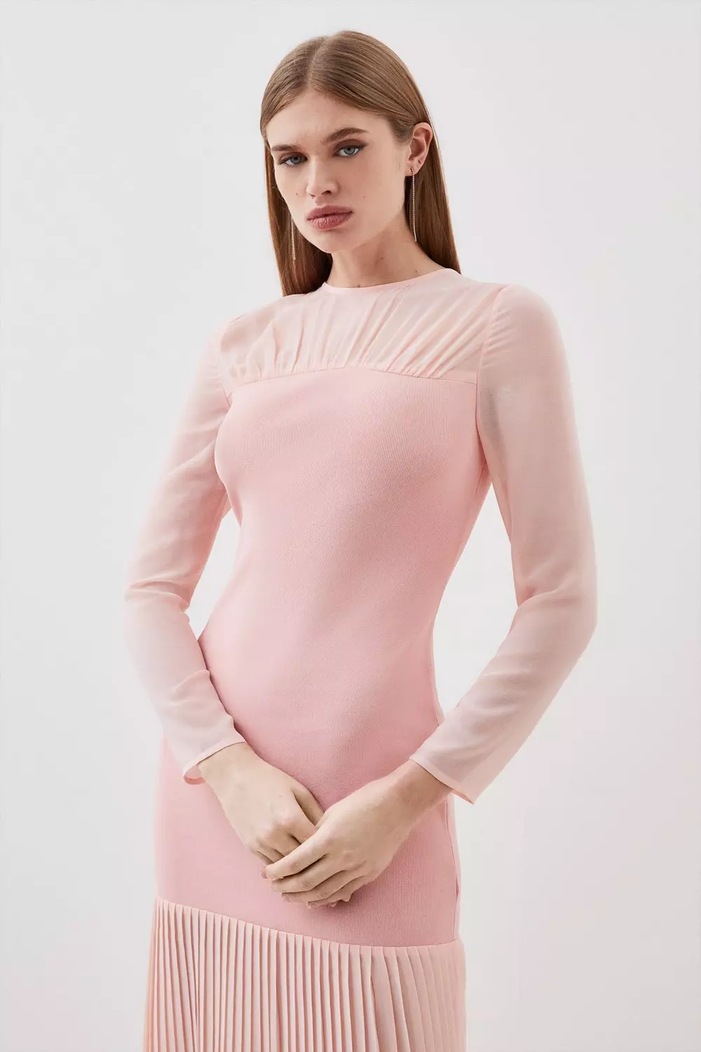 Figure Form Woven Bandage Knit Mix Dress | Karen Millen