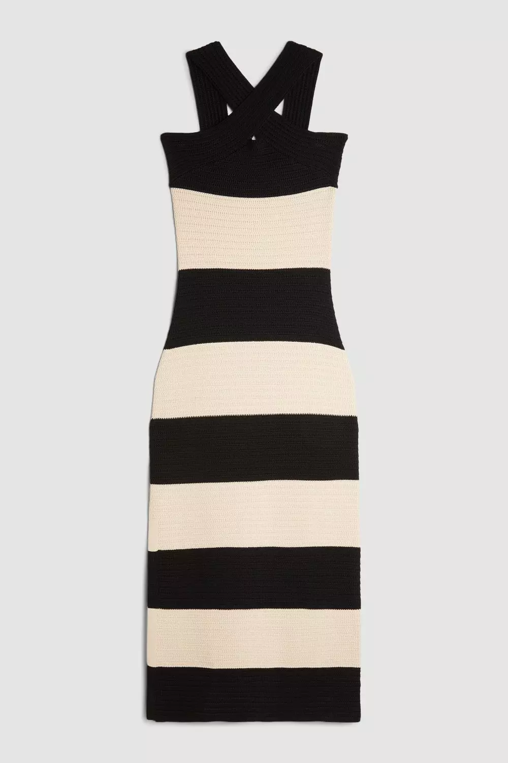 Mono Viscose Blend Striped Cross Front Knit Midi Dress alternative image