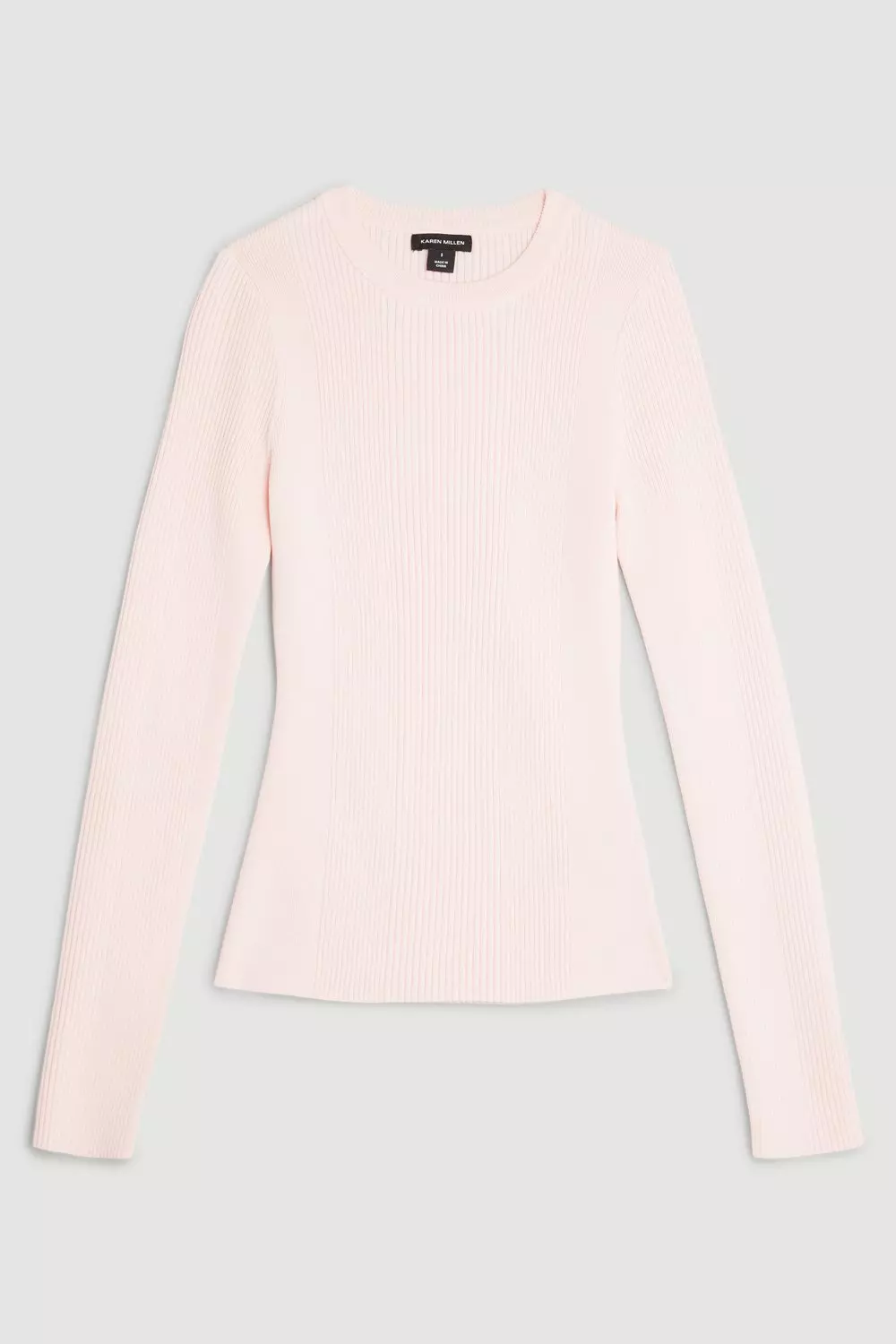 Viscose Blend Rib Knit Long Sleeve Top | Karen Millen