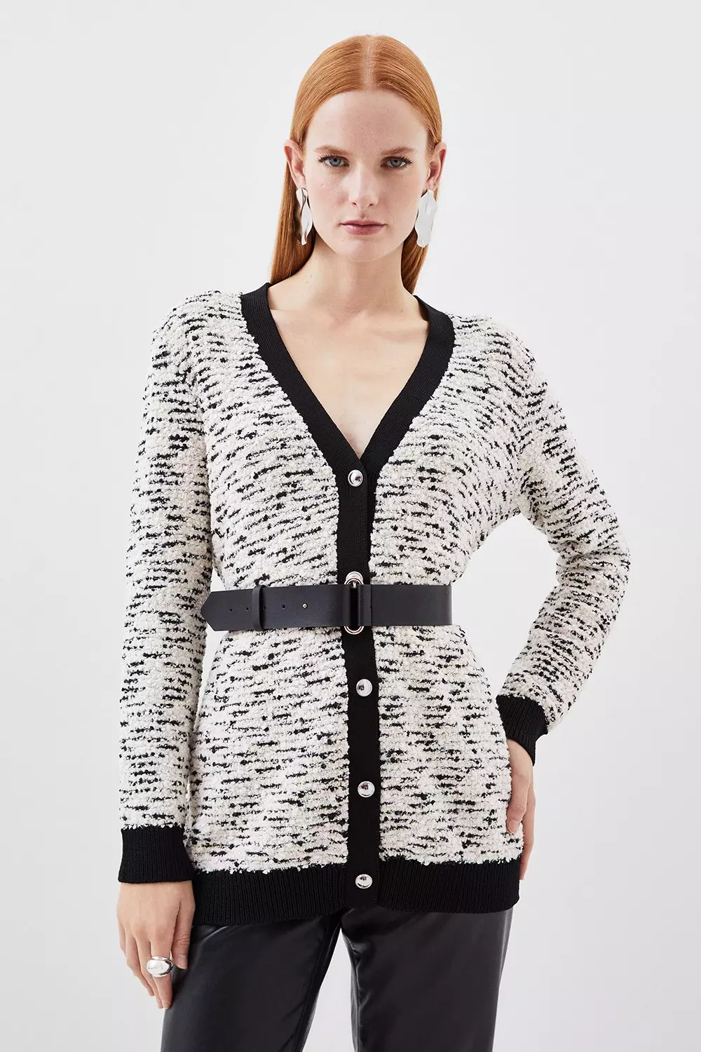 Black belted cardigan best sale