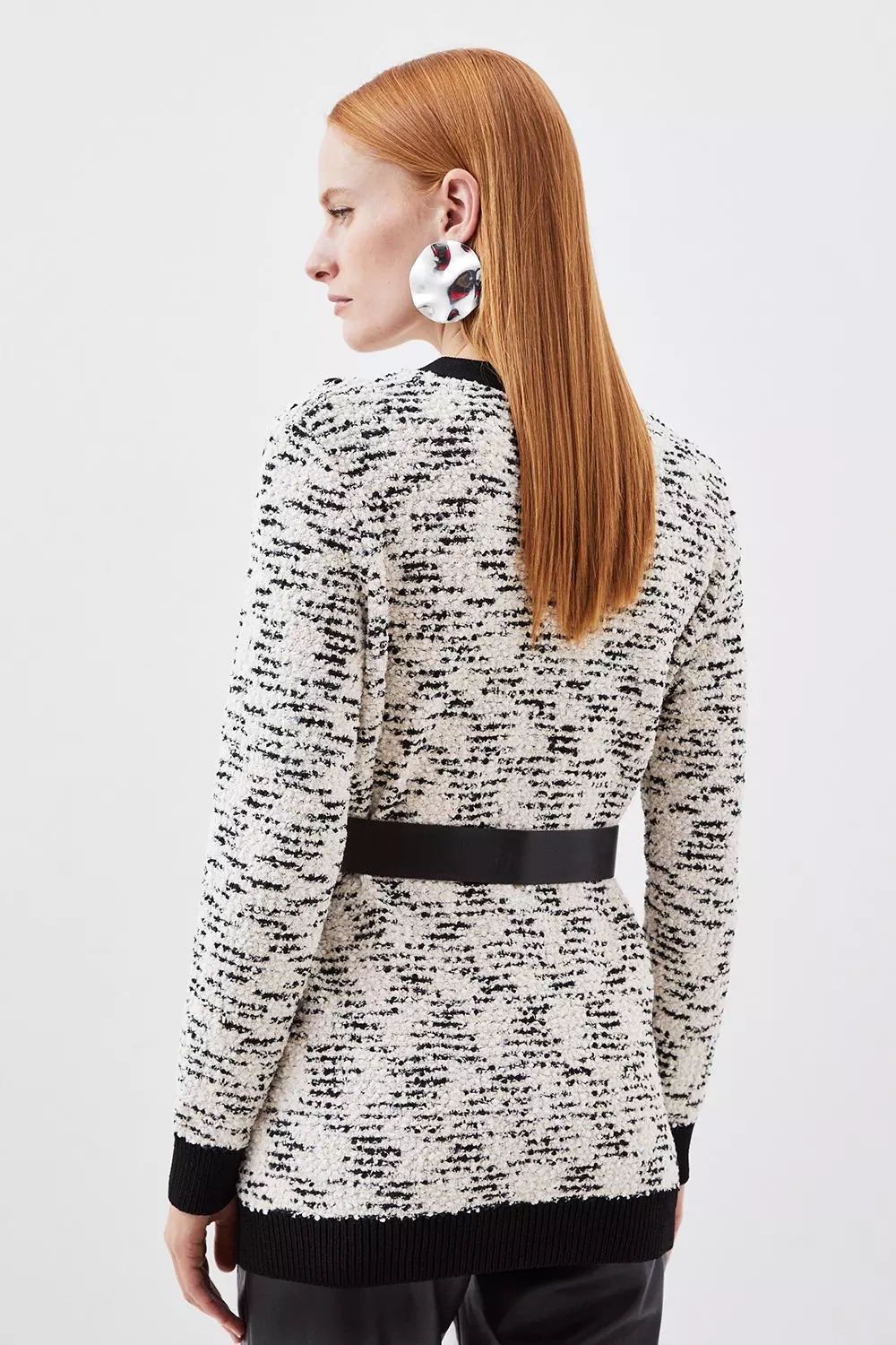 Black belted sweater sale