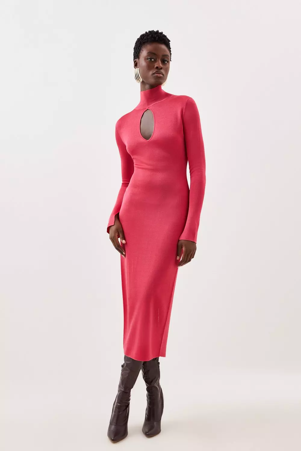 High neck midi dress with sleeves online