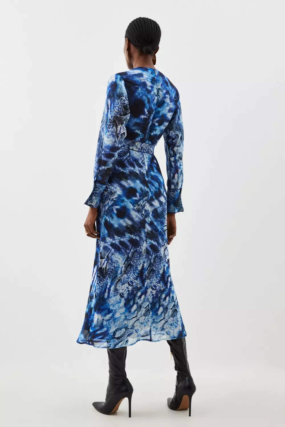 Tall Snake Georgette Woven Maxi Dress With Scarf Detail | Karen Millen