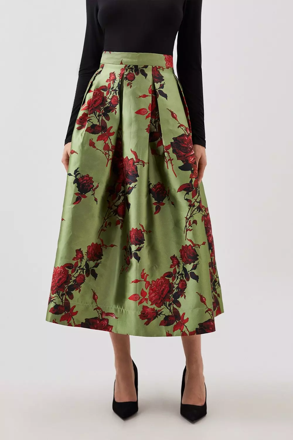 Lydia Millen Floral Jacquard Prom Woven Midi Skirt | Karen