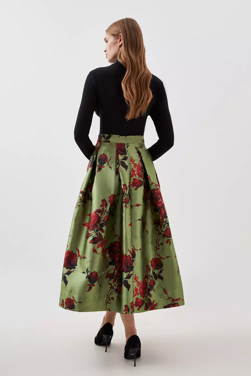 Lydia Millen Floral Jacquard Prom Woven Midi Skirt | Karen Millen