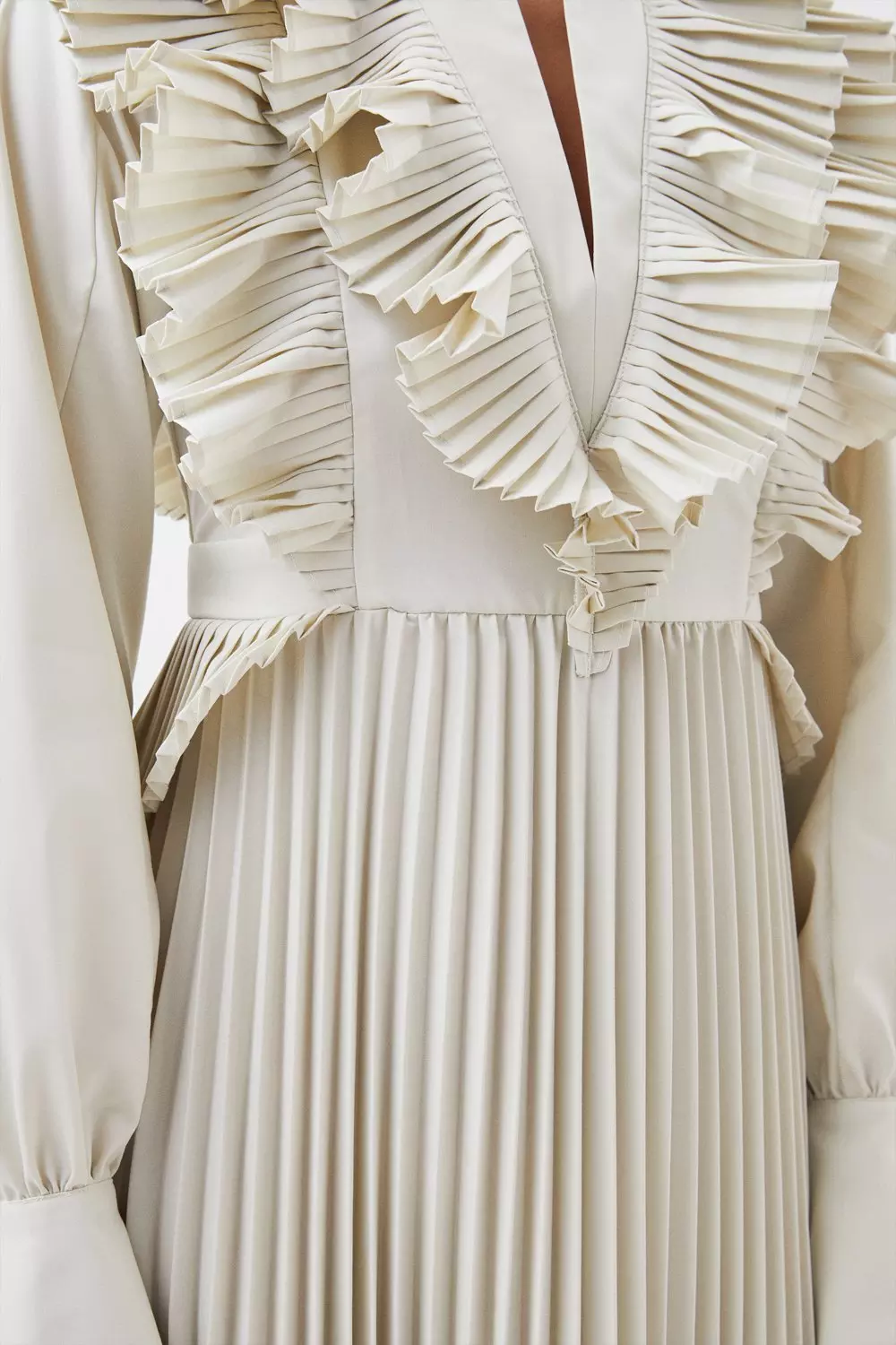 Petite Cotton Pleated Detail Woven Midi Dress | Karen Millen
