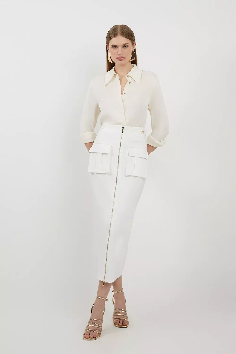 Ponte Hardwear Midi Skirt | Karen Millen