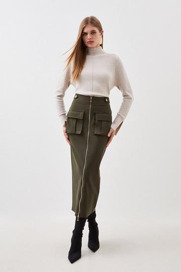 Ponte Hardwear Midi Skirt khaki
