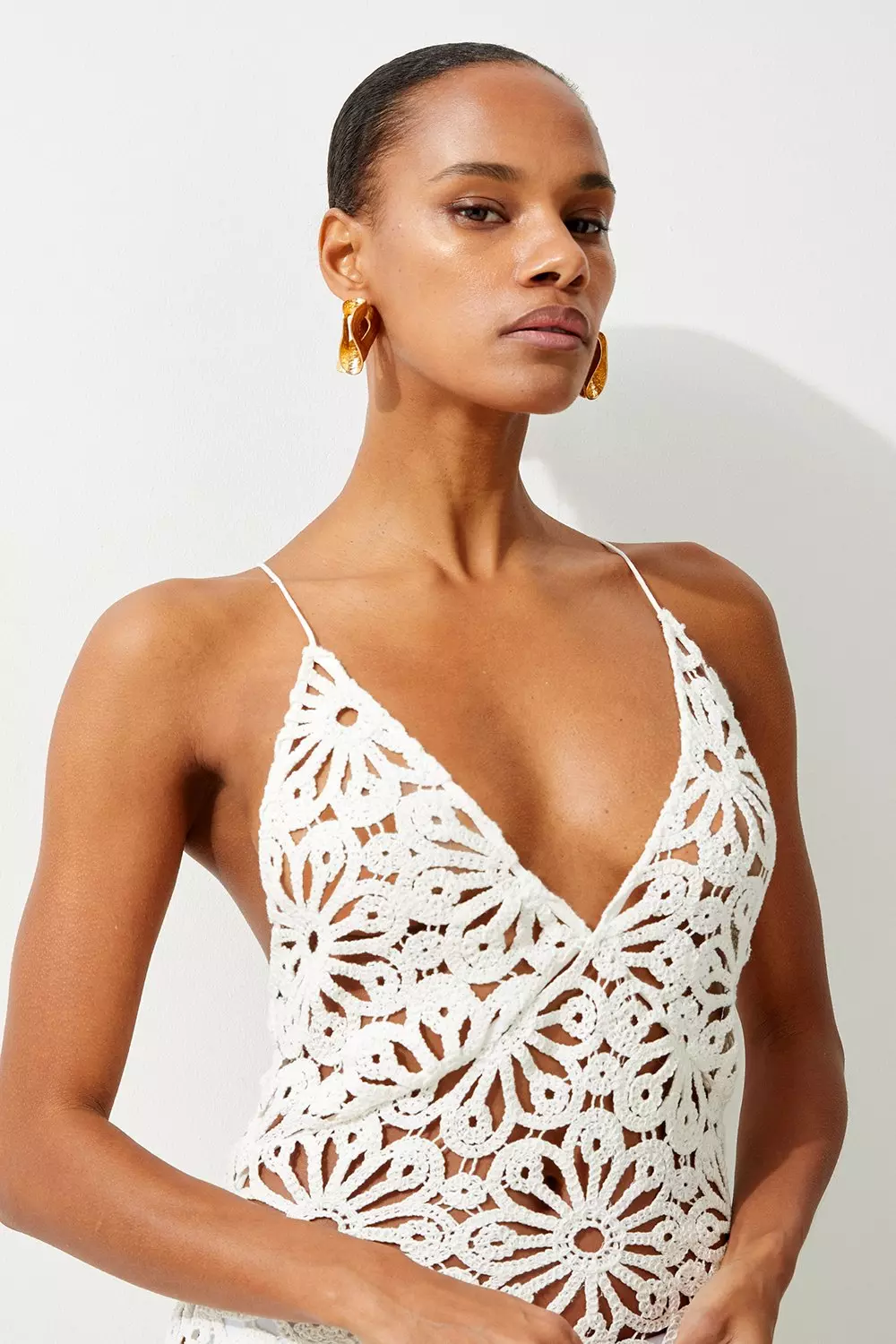 White beach fashion crochet dress