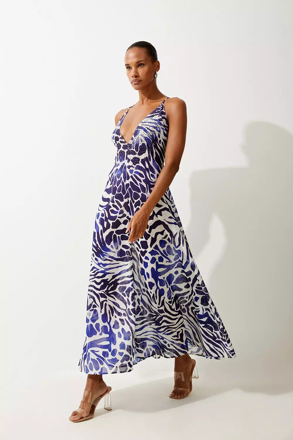 Abstract Print Embellished Maxi Beach Dress Karen Millen