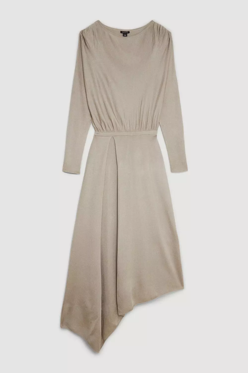 Mink Slinky Viscose  Knit Round Sleeve Midi Dress alternative image