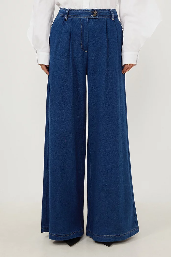 Tencel Denim Woven Wide Leg Pants | Karen Millen Tencel Denim Woven Wide Leg Pants | Karen Millen