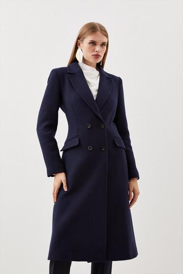 Navy Italian Wool Fitted Coat