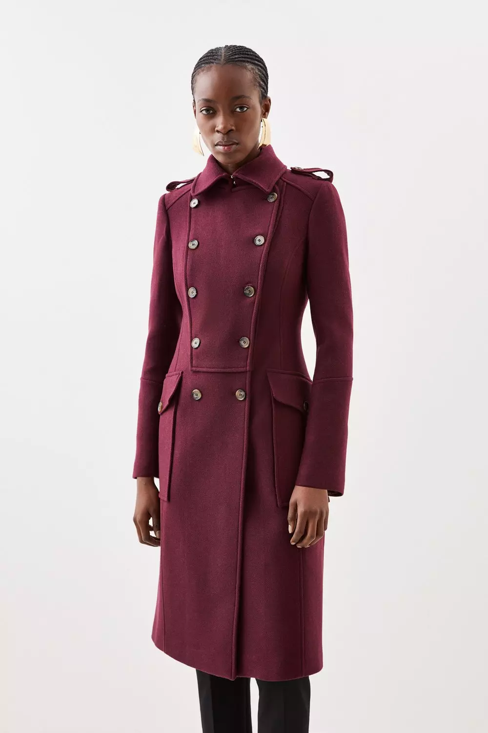 Italian Manteco Wool Military Midi Coat Karen Millen