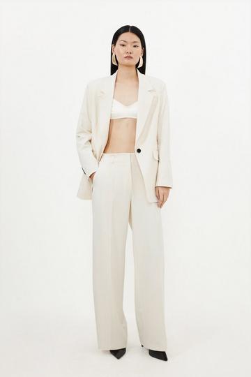 Tailored High Waisted Wide Leg Trousers ivory