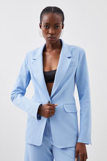 Tailored Single Breasted Pocket Detail Blazer blue