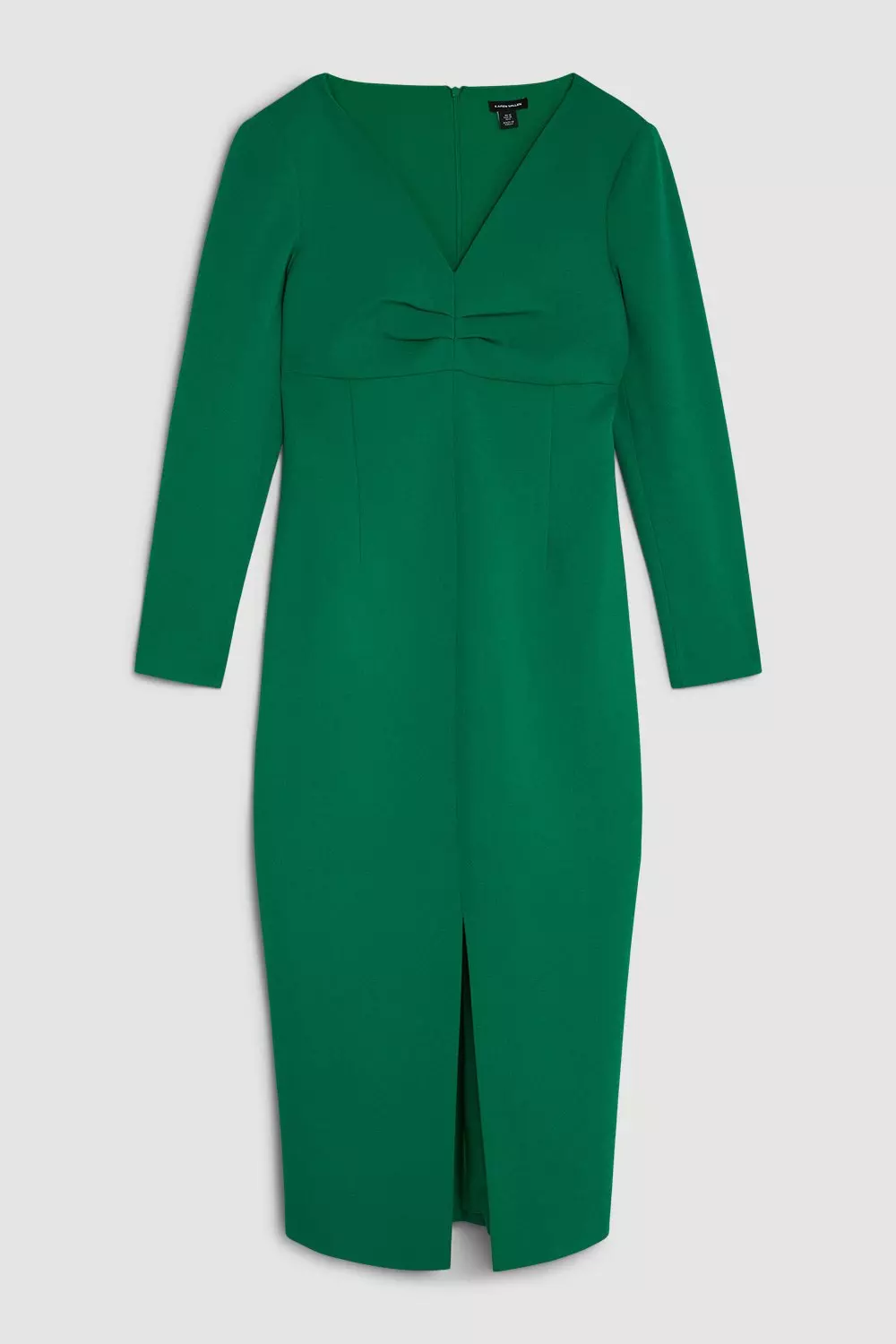 ★Karen Millen ジャージーリブボディコン 魅惑的マキシ★ Tailored Ruching Detail Long Sleeve Midi Dress | Karen Millen