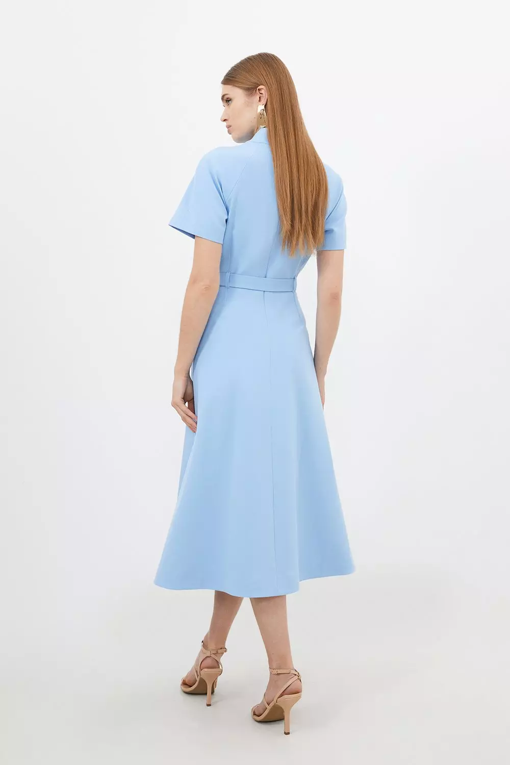 【Karen Millen】テーラード スクエアネック フルスカート DRESS Tailored Belted Full Skirt Midi Dress | Karen Millen