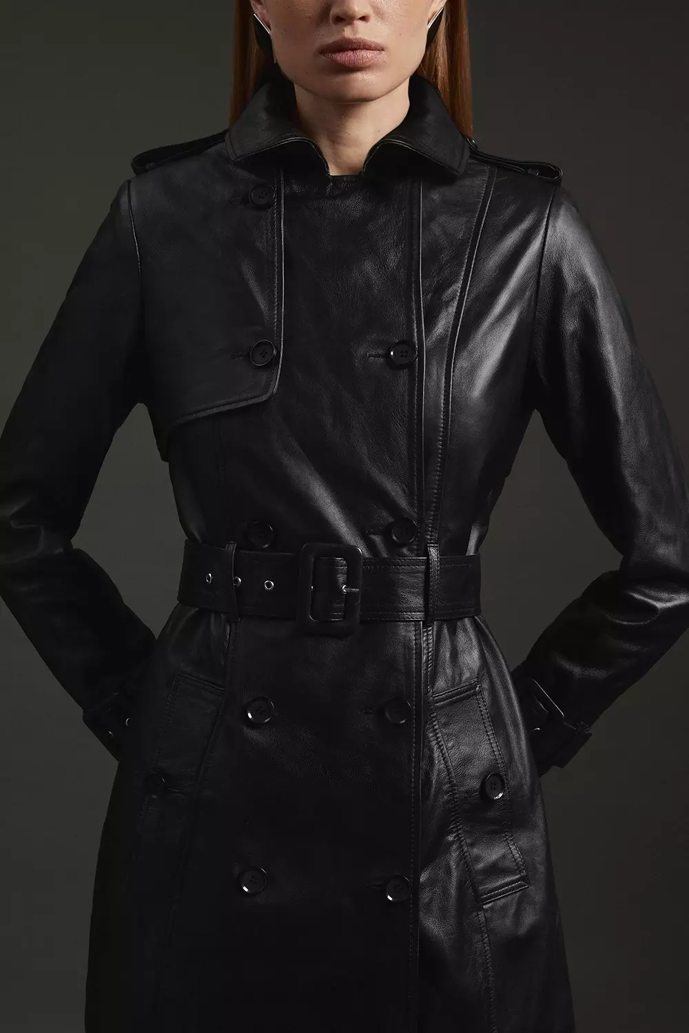 Leather Trench Belted Mac Midi Coat | Karen Millen
