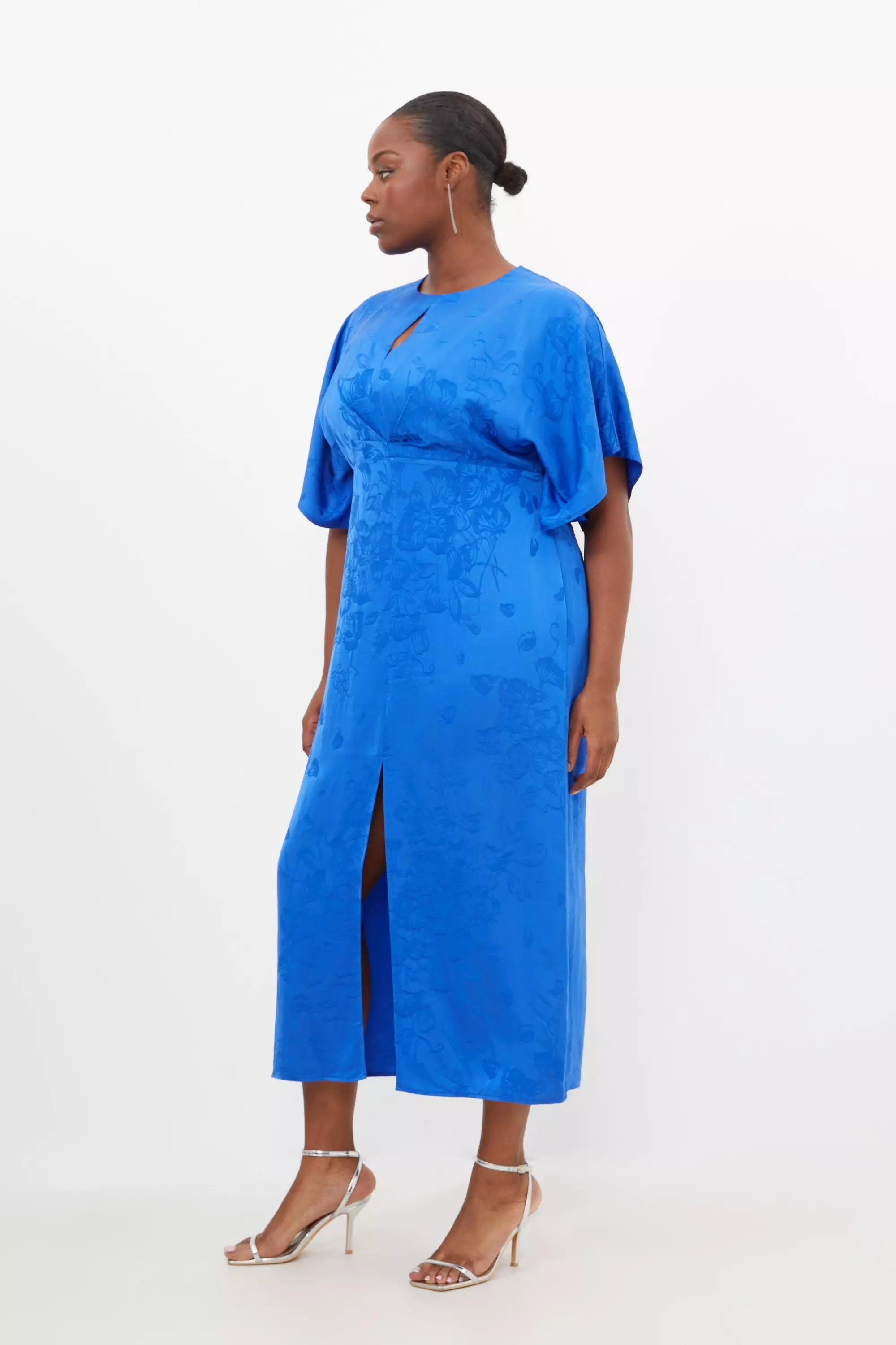 Plus Size Premium Jacquard Woven Midaxi Sleeve Dress | Karen
