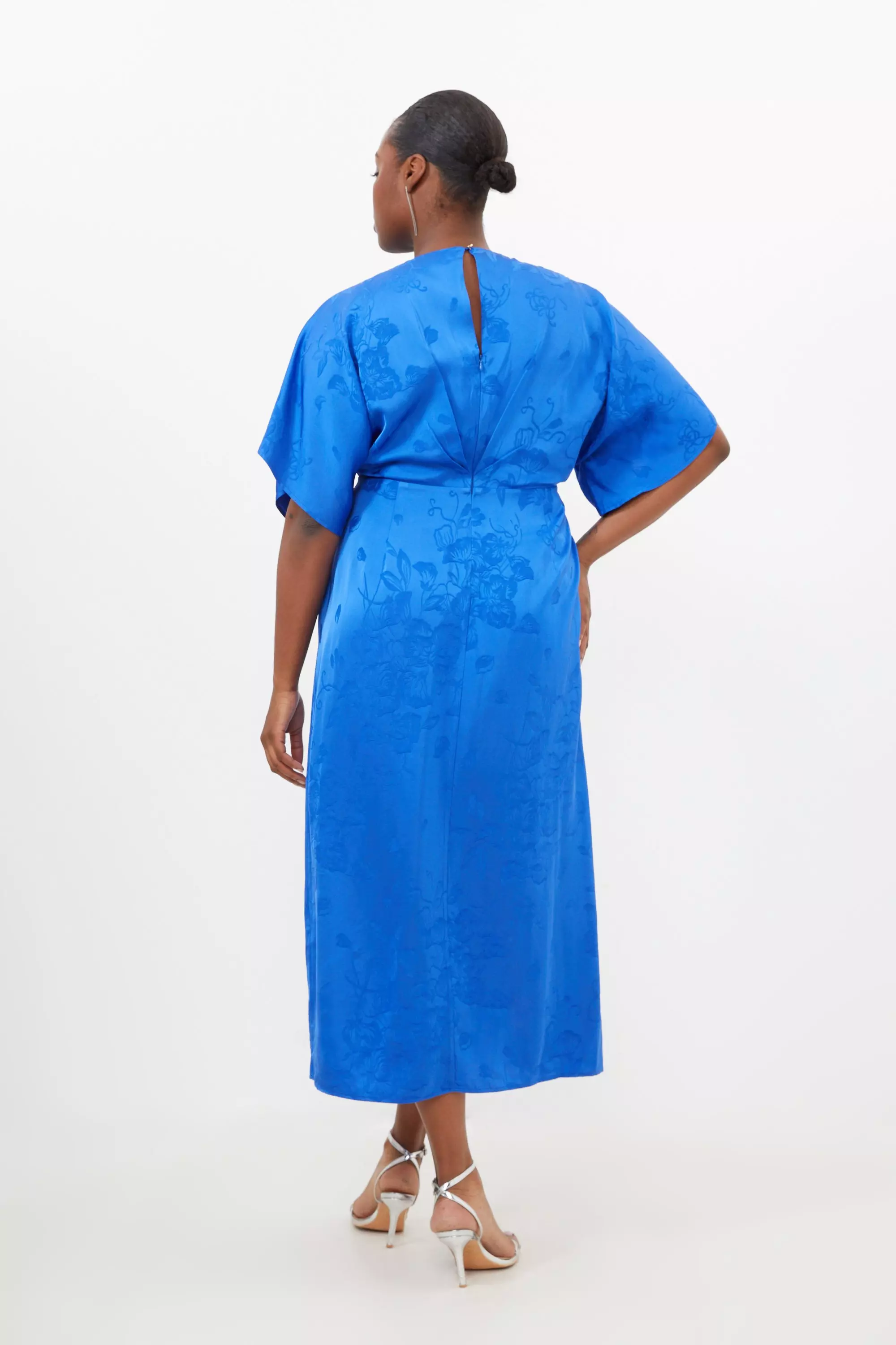 Plus Size Premium Jacquard Woven Midaxi Sleeve Dress | Karen