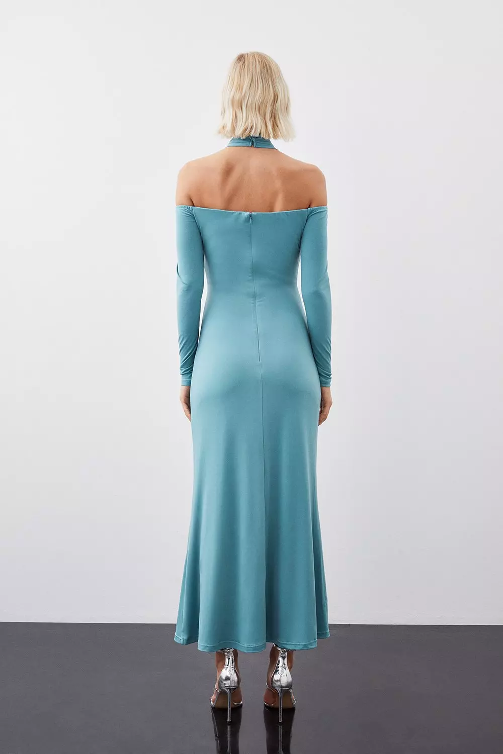 Blue Drapey Crepe Twist Maxi Dress alternative image