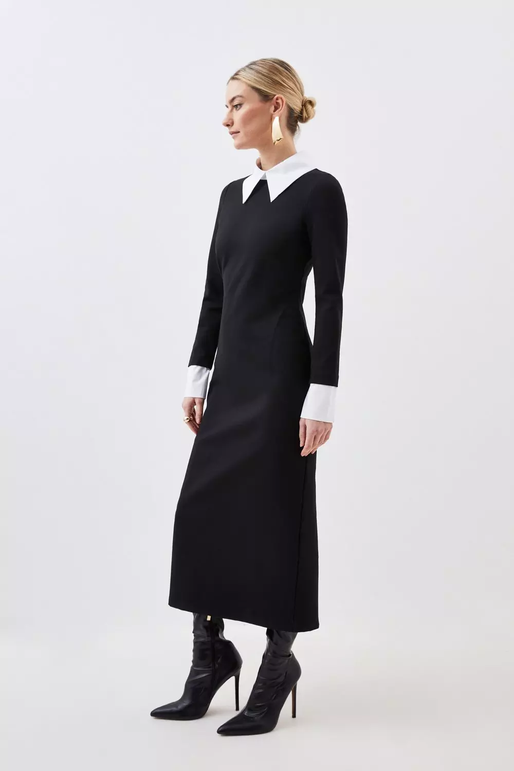 Karen Millen コンパクト ストレッチ ディテール ミディドレス Karen Millen】コンパクトストレッチ ジップ ミディドレス