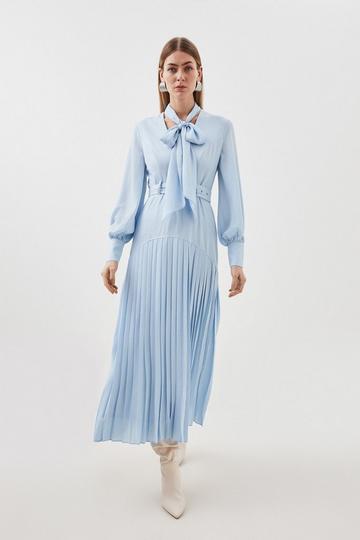 Jersey Ponte Georgette Mix Midi Dress baby blue