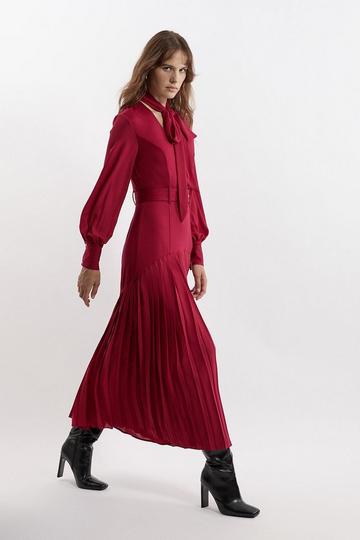 Jersey Ponte Georgette Mix Midi Dress plum