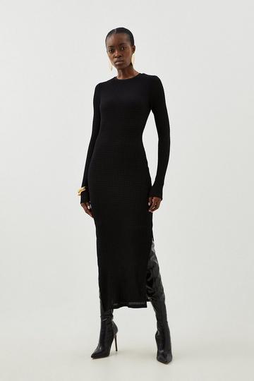Textured Jersey Midi Dress black