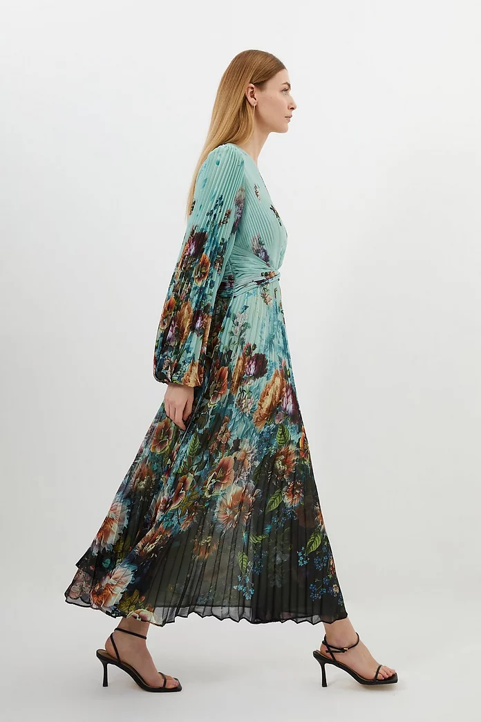 Printed Pleated Yoryu Crinkle Cut Out Woven Maxi Dress Printed Pleated Yoryu Crinkle Cut Out Woven Maxi Dress