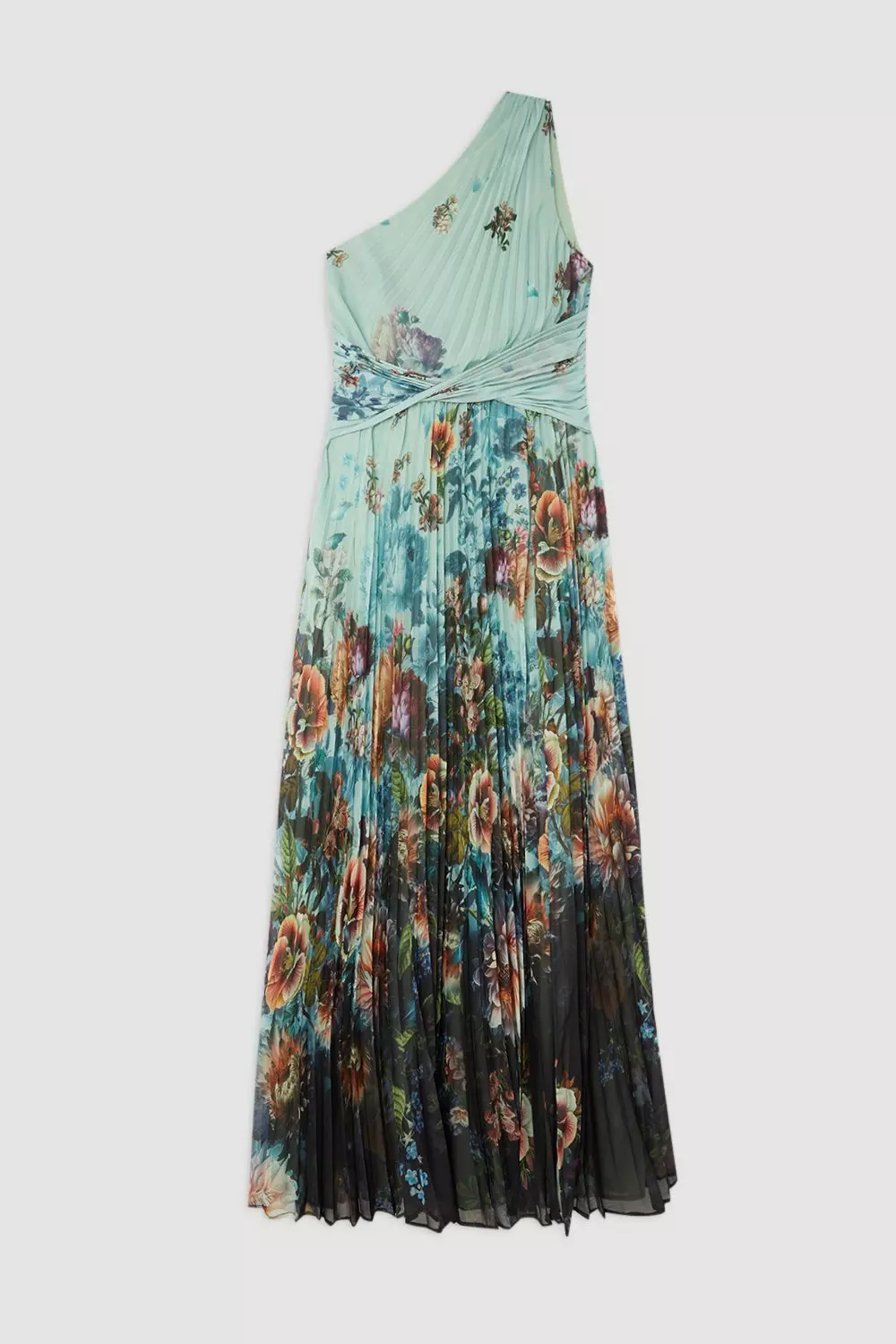 Black Printed Pleated Yoryu Crinkle Woven Maxi Dress alternative image