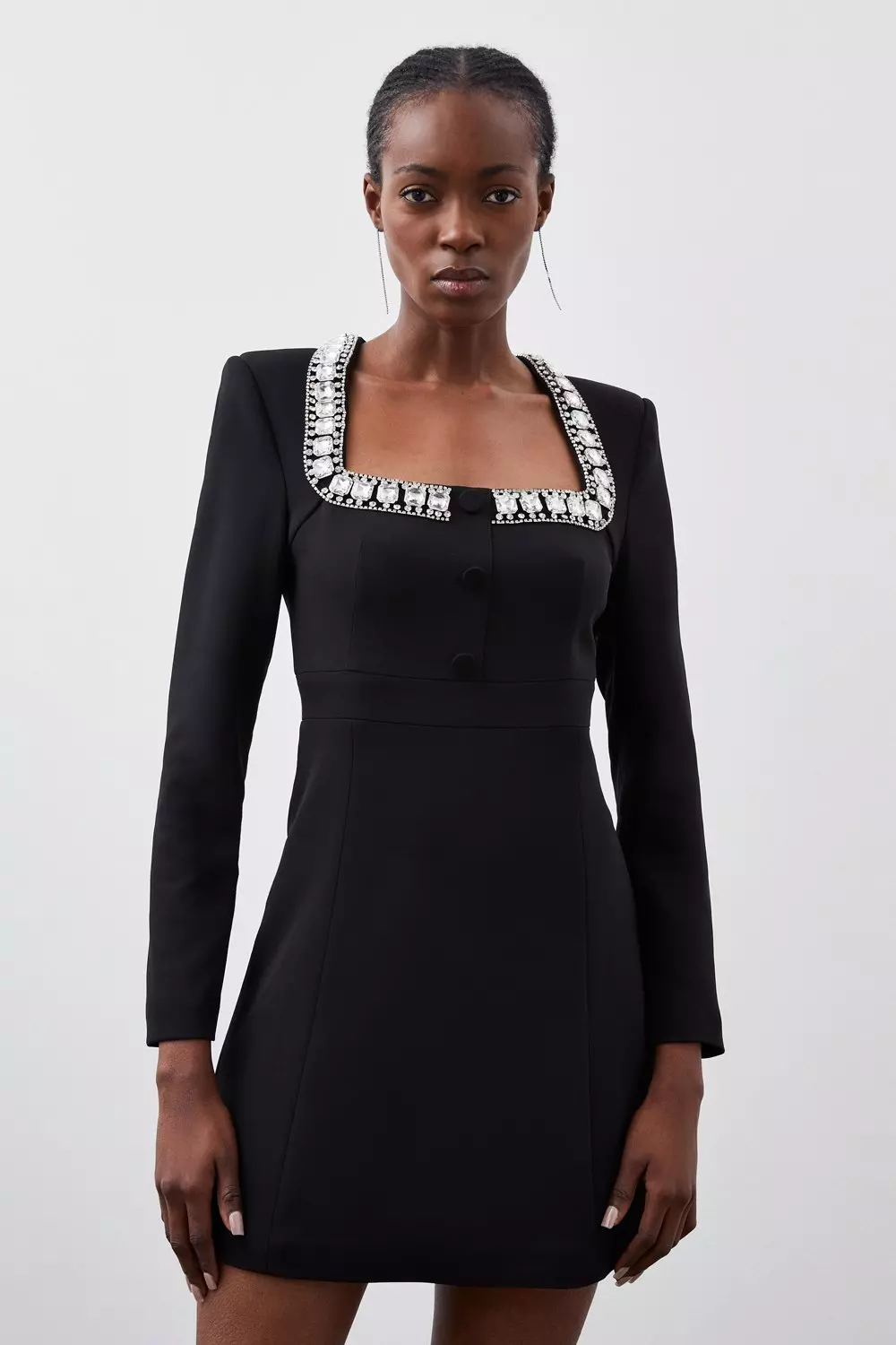 【送料&関税込】Off-White Black Viscose Blend Mini Dress Black Black Viscose Twill Mini Dress | GANNI US