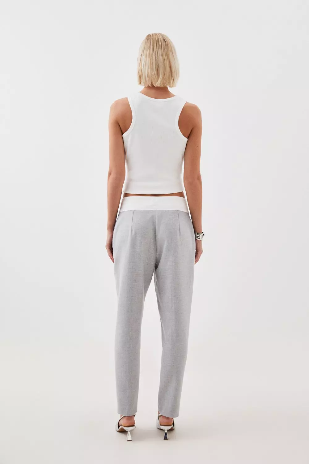 Karen Millen◆ ストレッチ コントラスト スラックス Compact Stretch Stab Stitch Detail Tailored Staight Leg