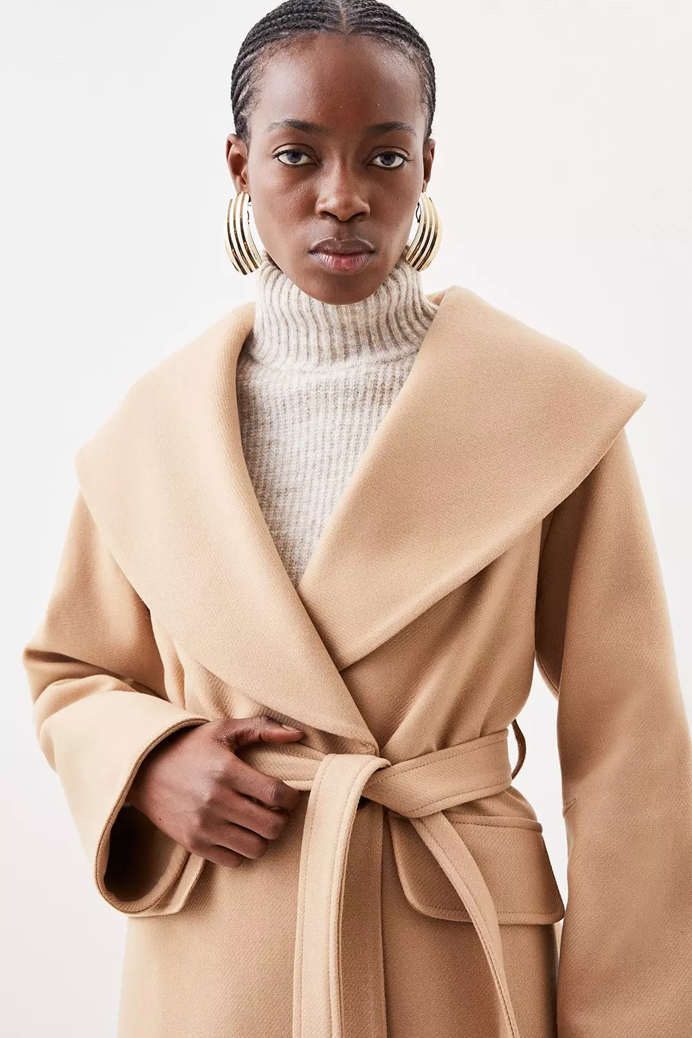 Oversized belted wool coat online