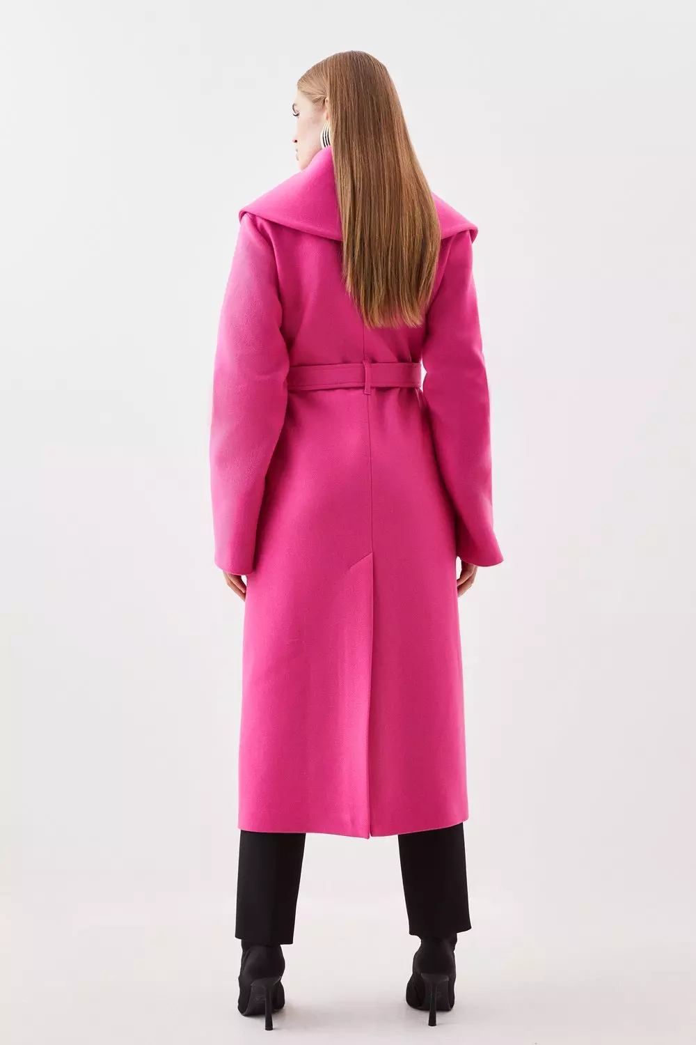 Italian Manteco Wool Oversize Collar Belted Maxi Coat